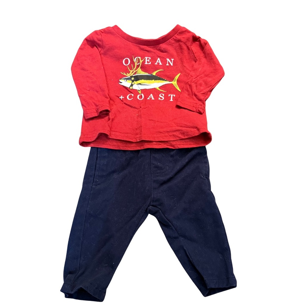 Red Christmas‎ Fish Ocean Coast Graphic Baby Outfit